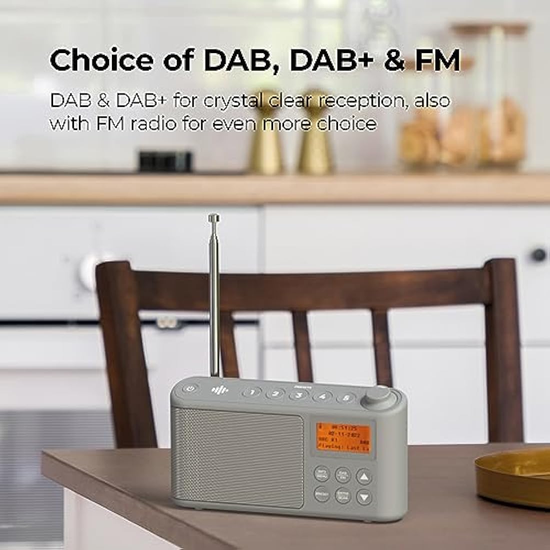 DAB Radio Portable, DAB Plus/DAB Radio, FM Radio, Small Radio, Portable Radios Mains and Battery, USB Charging for 15 Hours Playback, Large LCD Display (Spectrum by iBox)
