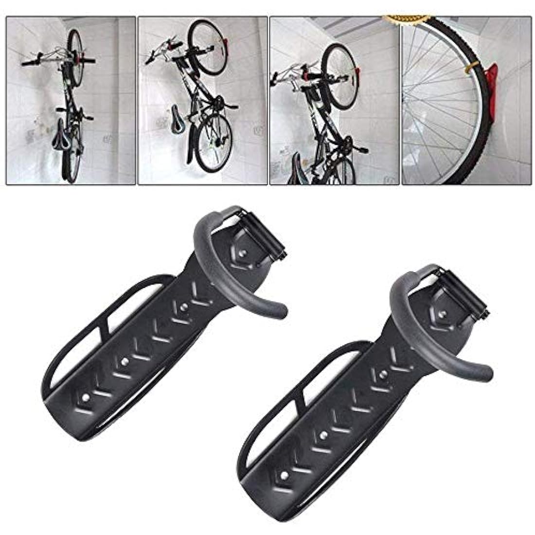 BERHICHAD Bicycle Holders Home Storage Rack Wall Mounted Hanger Hook 2 PCS (Black)