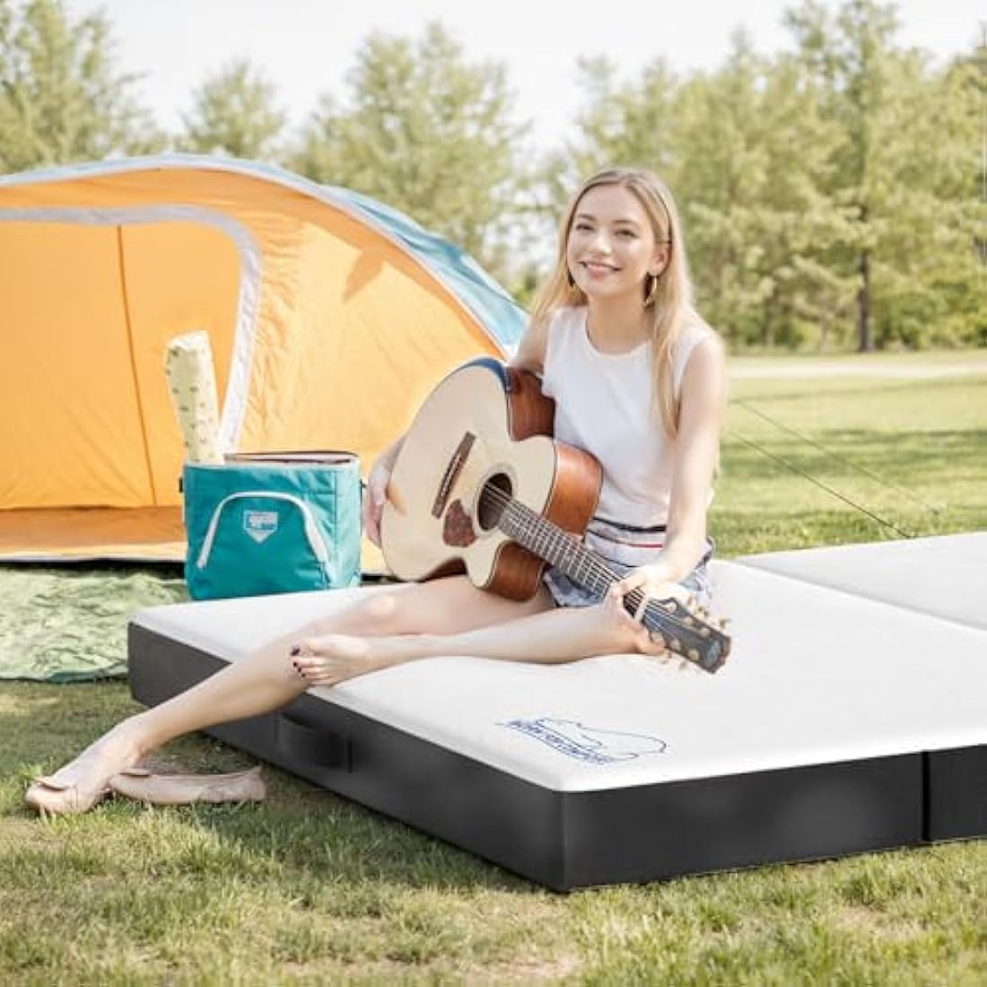 wowttrelax Folding Mattress single, 4 Inch Foldable Floor Mattress Single Memory Foam, 4 Fold Easy Storage With Washable Cover & Pressure Relief for Camping, Caravans, Travel, Guest (90x190x10cm)