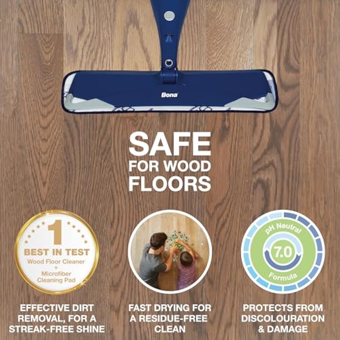 Bona Wood Floor Cleaner Liquid, Wooden Floor Cleaner, for Varnished or Hard Waxed Wood Floors, 4 Litre Refill