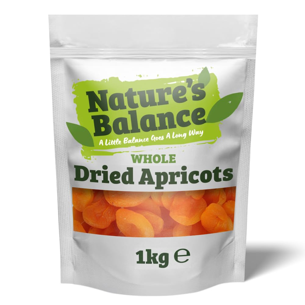Natures Balance Dried Apricots 1kg - Soft Whole Natural Turkish Pitted Apricot Ready To Eat Ideal for Snacking