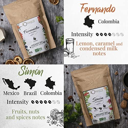 Organic Coffee beans | Arabica Whole Beans 4x250g | Hand-roasted | Coffee Gift Idea
