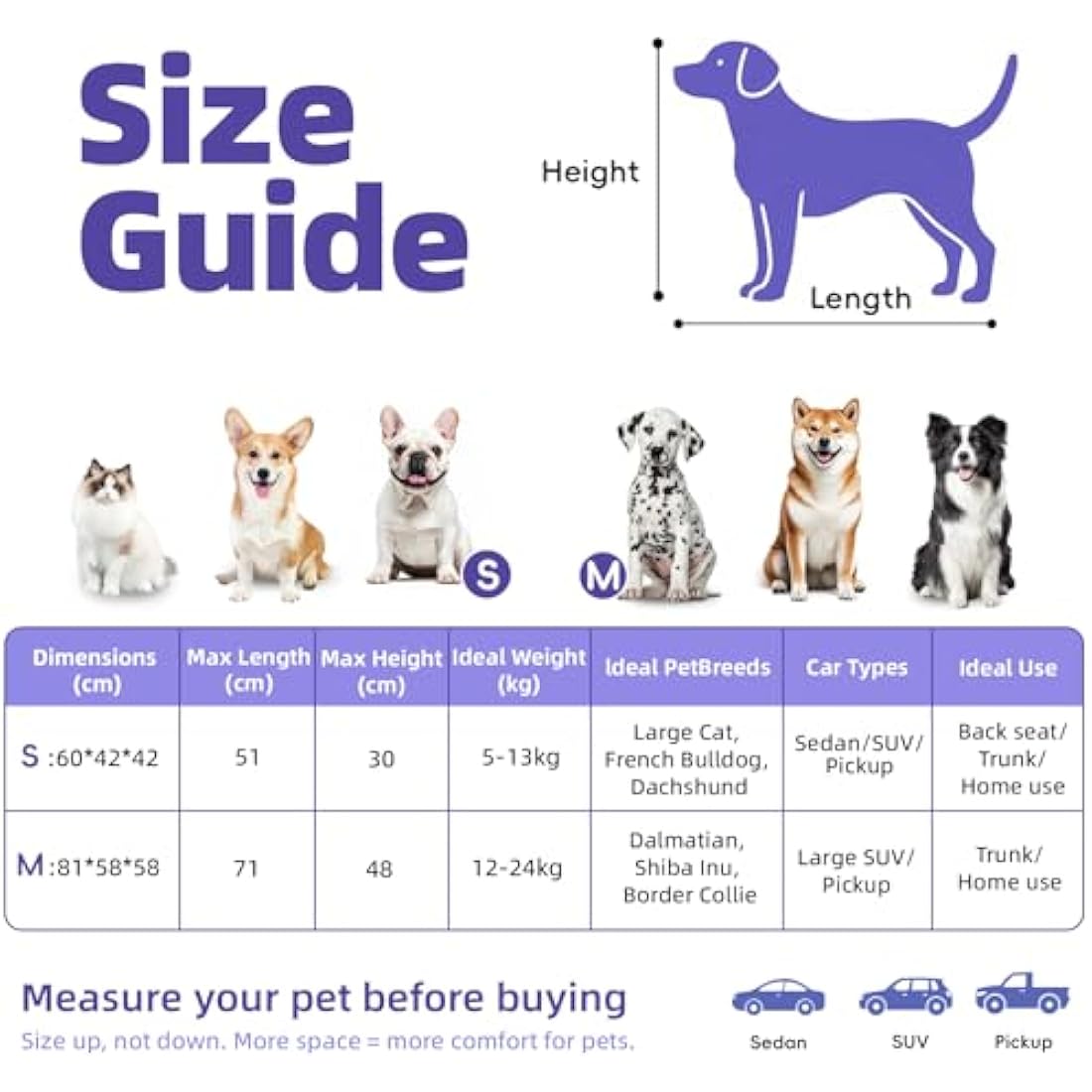 Petprsco Portable Collapsible Dog Crate, Travel Dog Crate 60x42x42cm with Soft Warm Blanket and Foldable Bowl for Large Cats & Small Dogs Indoor and Outdoor