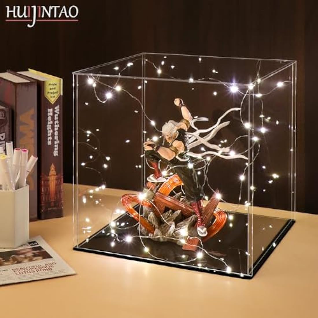 HUIJINTAO Clear Acrylic Display Case Countertop Box Cube Organizer Stand Dustproof Protection Showcase for Action Figures/Toys/Collectibles(10x10x10inch;25x25x25cm)