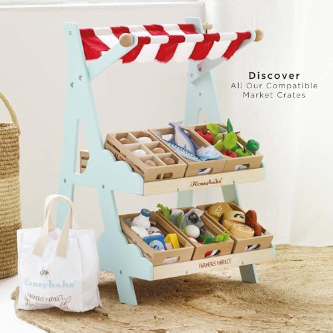 Le Toy Van - Wooden Honeybee Market Play Shop Set | Supermarket Pretend Play Food Shop,Small