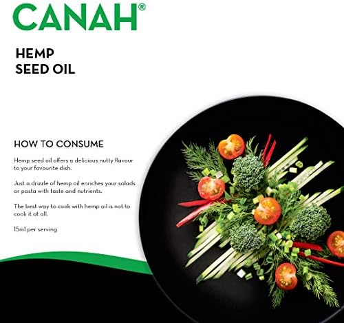 Canah® Organic Hemp Seed Oil 3 litres - Cold Pressed Unrefined, Vegan, Rich in Omega 3 Omega 6 Fatty acids & Vitamin E, Certified Kosher + Bonus Free Recipes