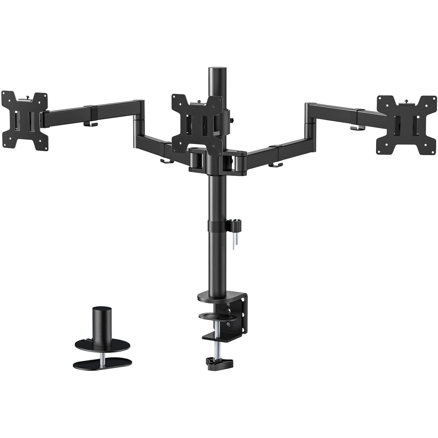 WALI Triple Monitor Arm for Screen Up to 27 Inch, Articulating Triple Monitor Stand, Fully Adjustable Horizontal 3 Monitors Stand with Tilt Swivel