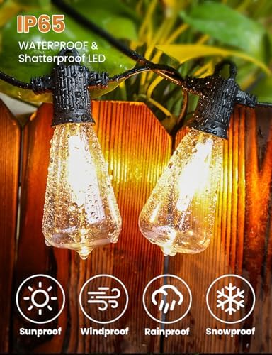 ZOTOYI 80FT Festoon Lights Outdoor Mains, IP65 Waterproof Garden String Festoon Lights with 35+2 Shatterproof ST38 Plastic Vintage LED Bulbs for Garden Patio Pergola, Warm White