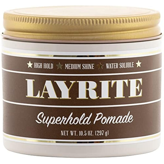 Layrite Superhold Pomade 297g | High Hold | Water Soluble | Medium Shine
