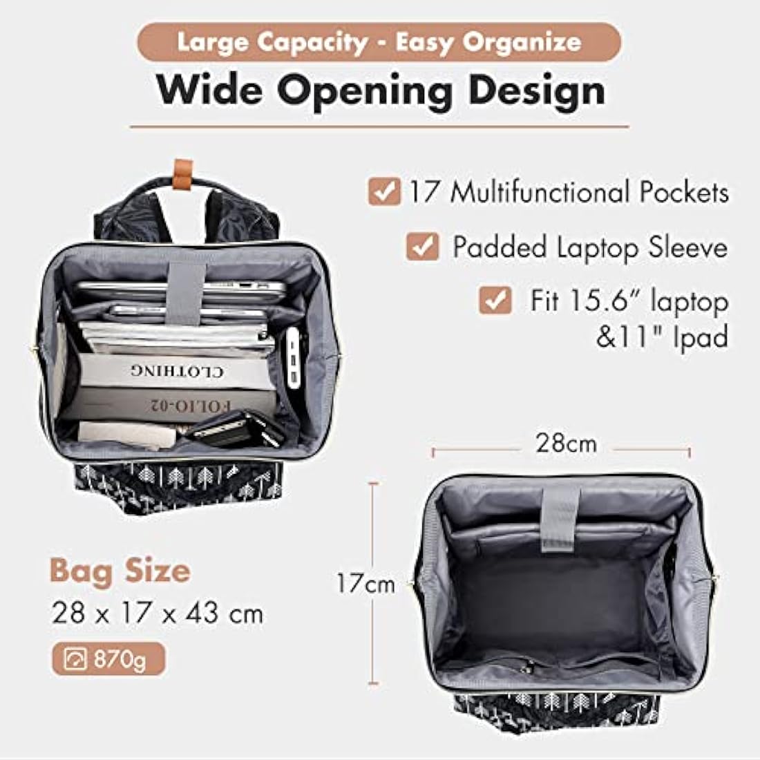 Lekesky Laptop Rucksack Bag15.6 Inch Computer Backpack School Bag for Travel Business College Women Men-Black Rose