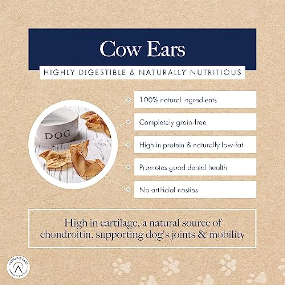 Hollings Cow Ears Dog Treats, 100% Natural & Nutritious Long Lasting Chew Treats for Adult Dogs, Grain Free & High in Protein (50 Loose)
