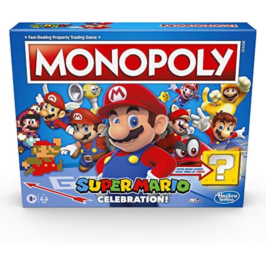 Monopoly Super Mario Celebration Edition Board Game for Super Mario Fans for Ages 8 and Up With Video Game Sound Effects, Multicolor