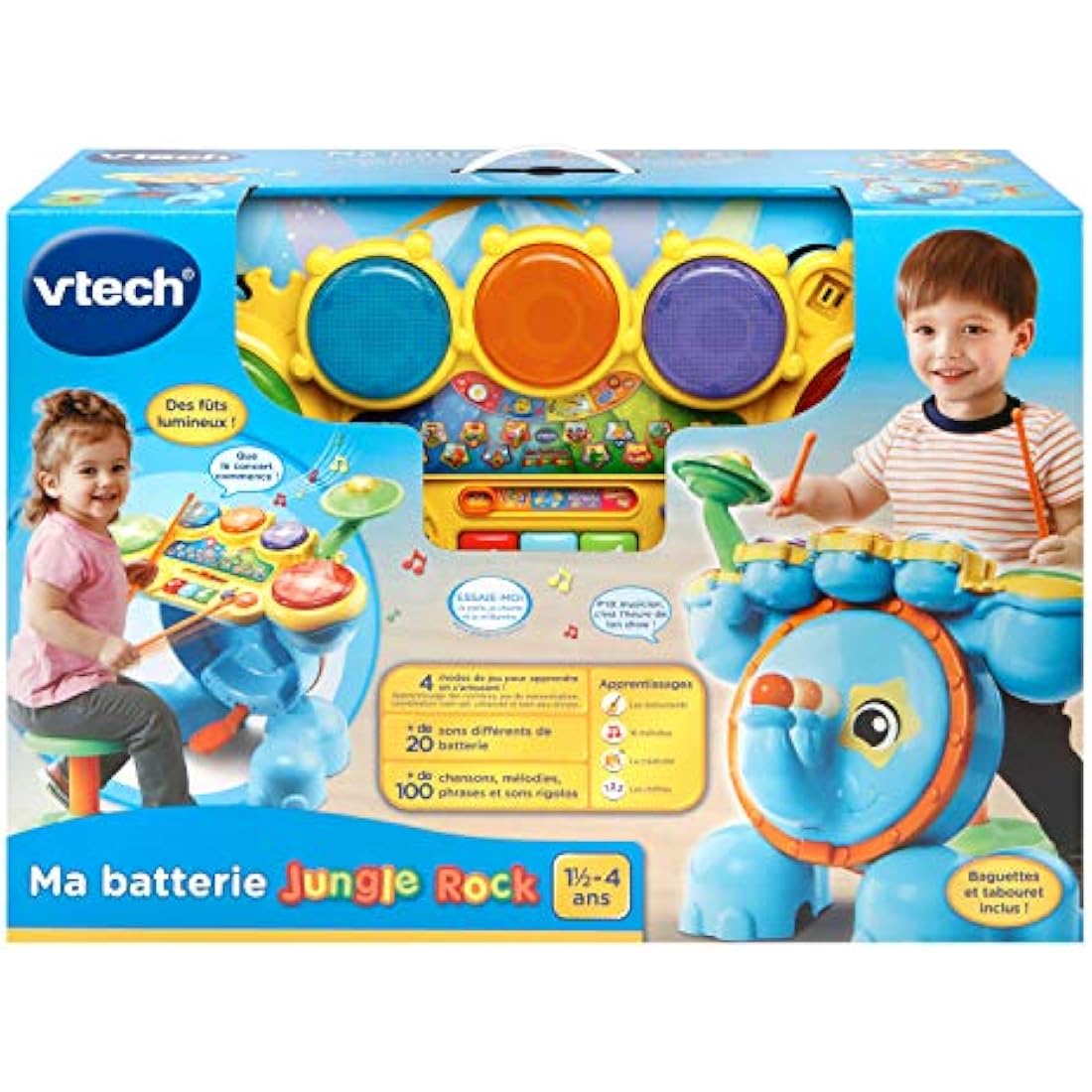 VTech – 196705 – Jungle Rock – Elephant Drum Set(French Version)