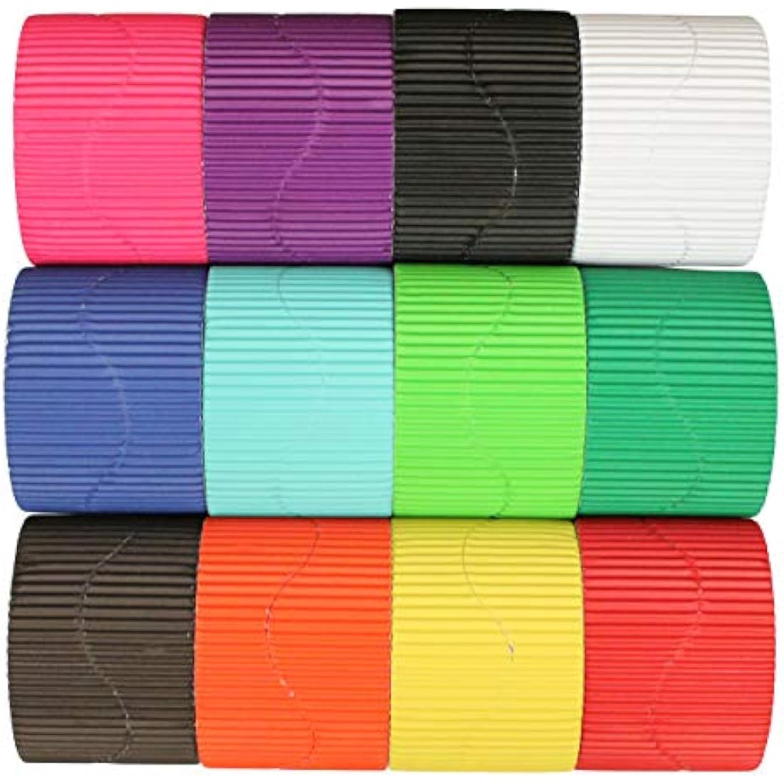 Bright Ideas Corrugated Border School Displays, (Pack of 12 Rolls) in Assorted Colours, 10cm x 7.5m. BI7868.