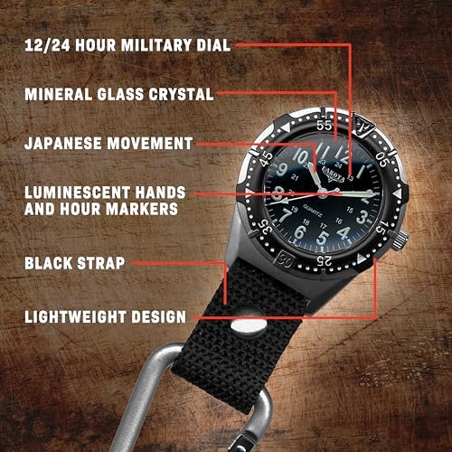 Dakota Backpacker Clip, Premium Quality Pocket Watch, Lightweight, Outdoor Gifts for Men and Women, Use for Fishing, Hunting, and More, Clip on Watch
