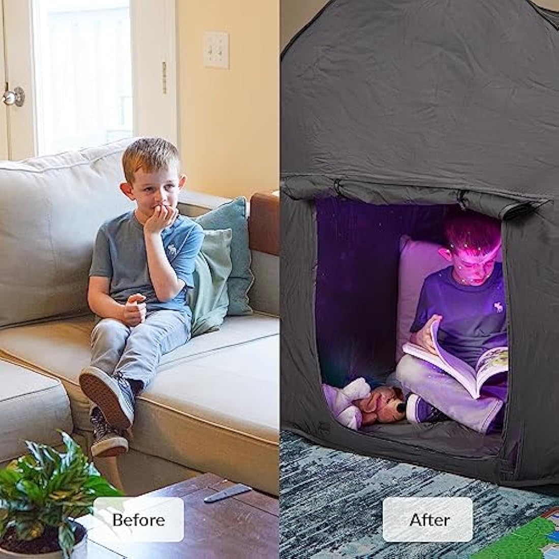 Sensory Tent | Calm Down Tent For Children To Play And Relax | Sensory Corner | Helps With Autism, SPD, Anxiety & Improve Focus | Black Out Sensory Tents For Autistic Children (120 Cm)