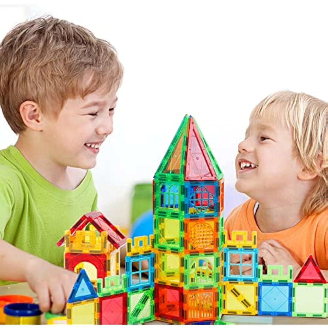 Magblock 100PCS Magnetic Building Blocks Set-Magnetic Tiles for Kids, Magnet Construction Educational Toys Set Gift for 3 4 5 6 Years Old Boys Girls