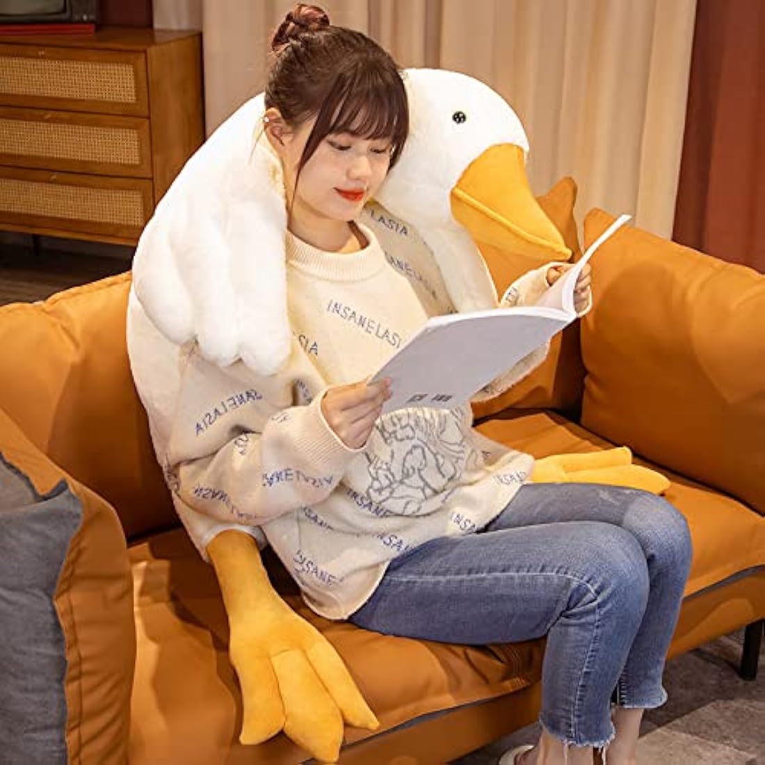 50-160CM Huge Goose Plush Toys Big Duck Doll Soft Stuffed Animal Sleeping Pillow Cushion for Kids and Girls (160CM)