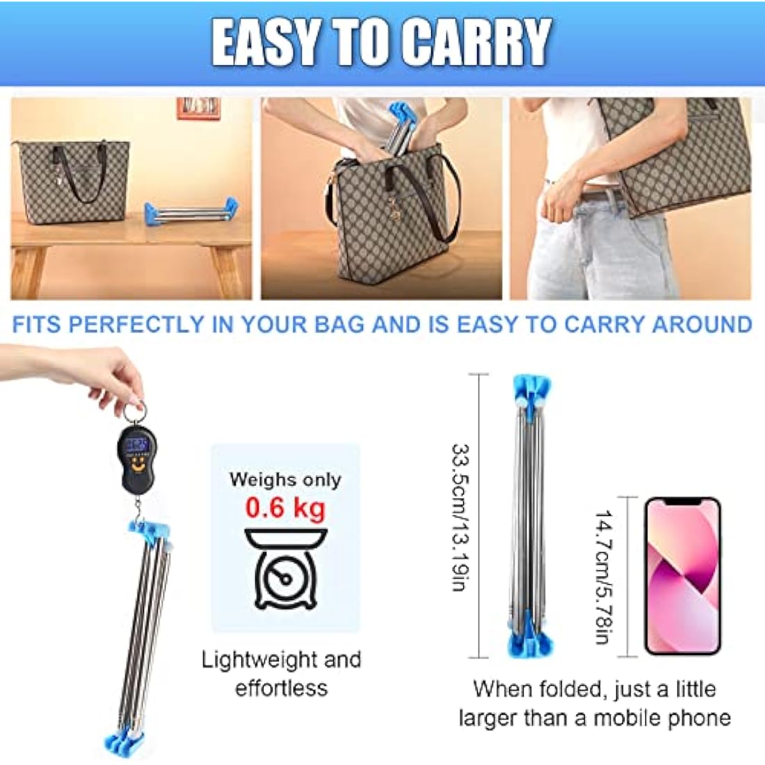 Portable Travel Garment Rack, 13-28inch Retractable Clothes Drying Rack, Collapsible Floor Stand Clothes Hanger, Clothes Rack for Home Laundry Camping Travel Outdoor