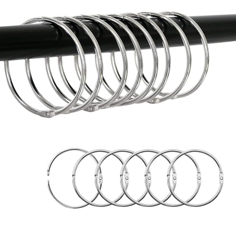 INF Pack of 30 Opening Curtain Rings / Shower Curtain Rings, 60 mm Inner Diameter, Iron with Anti-rust Coating, Silver
