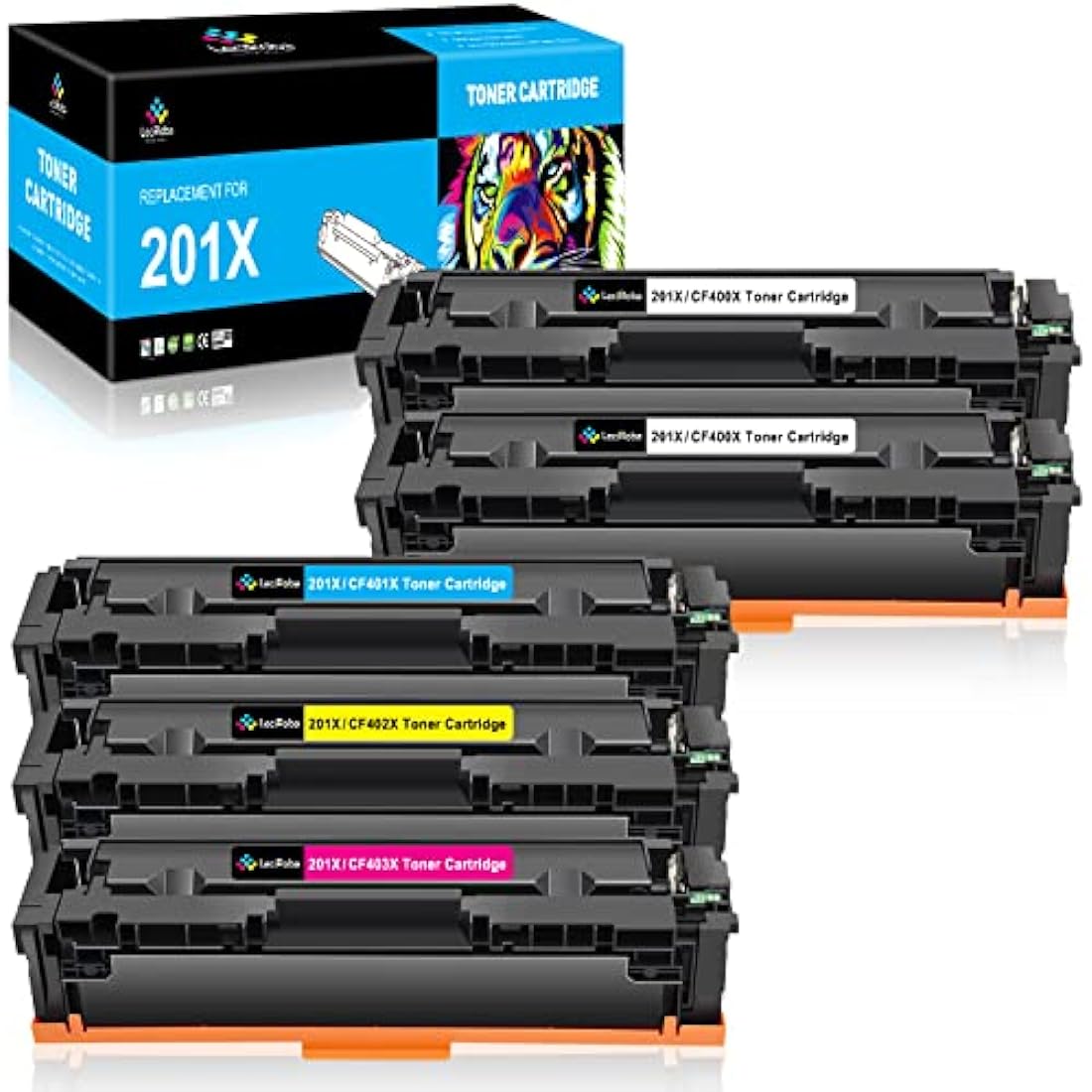 LeciRoba 201X for HP 201X 201A CF400X CF400A CF401X CF401A CF402X CF402A CF403X CF403A Toner Cartridges ,for HP Color LaserJet Pro M252dw M252n ,MFP M277dw M277 M274n M277c6 M277n Printers (5-Pack)