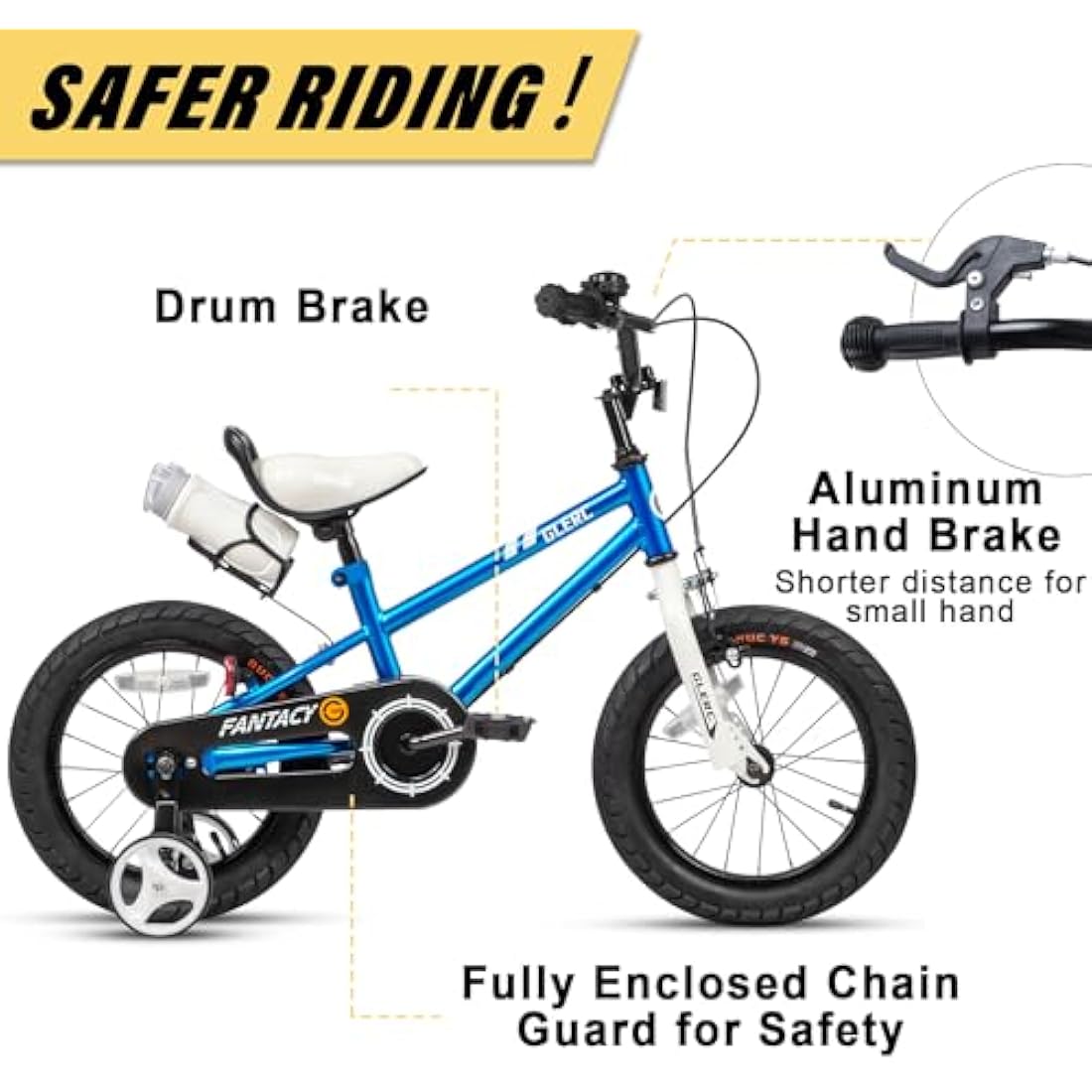 Glerc Fantacy 12 14 16 18 20 Inch Kids Bike for 2-14 Years Old Boys Girls with Water Bottle Holder & Stabilisers, Multiple Colors