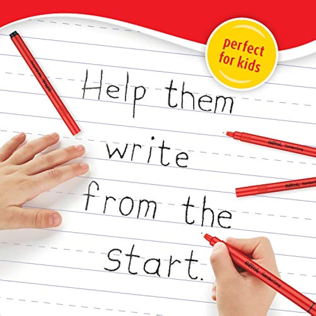 Berol Handwriting Pens | Round Shape | Washable Black Ink | Bright Barrels | Class Pack of 200
