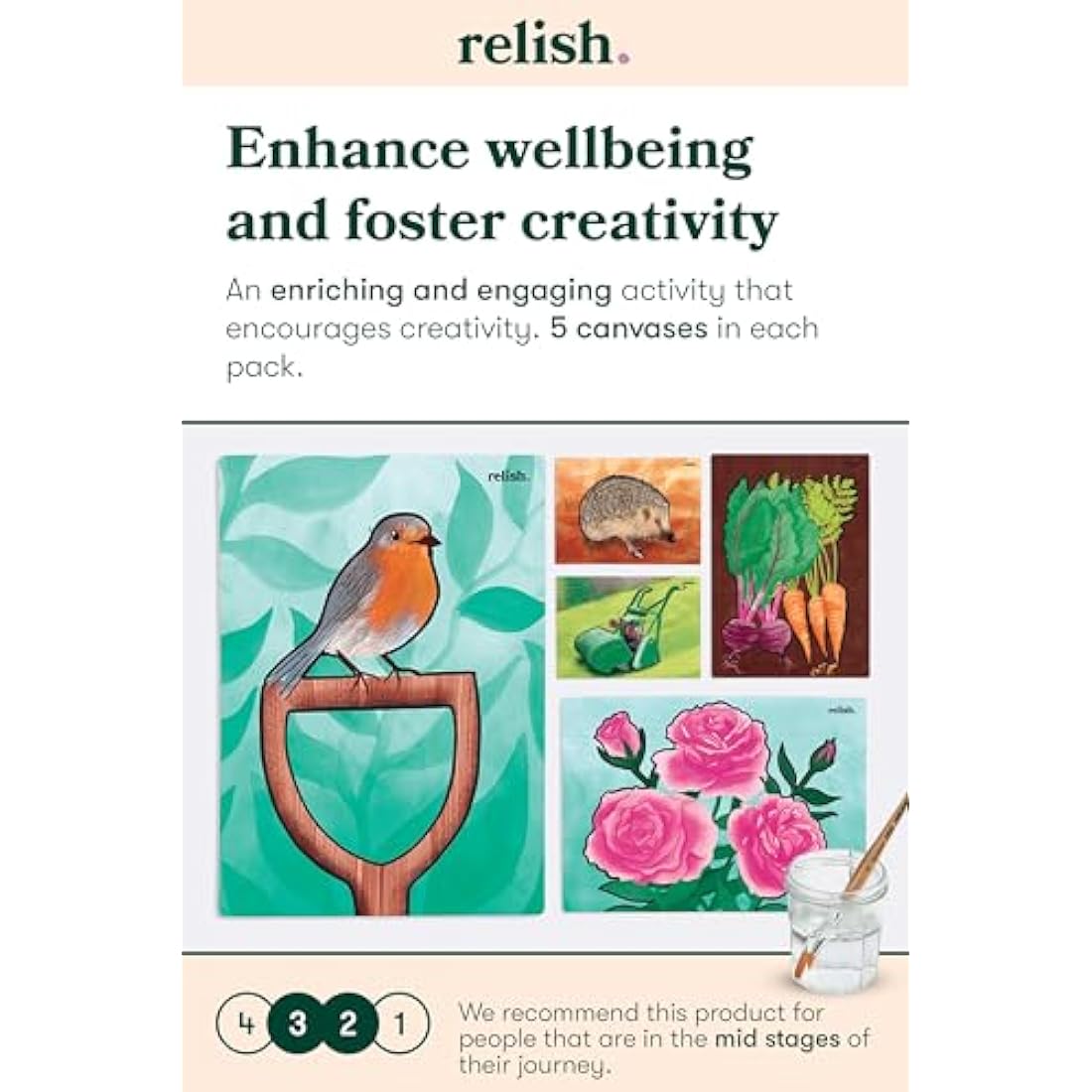 Relish - Dementia Aquapaints Activities - Pack of 5 Reusable Water Painting Toys, Garden Wonders, Alzheimer’s Products & Gifts for Elderly/Seniors