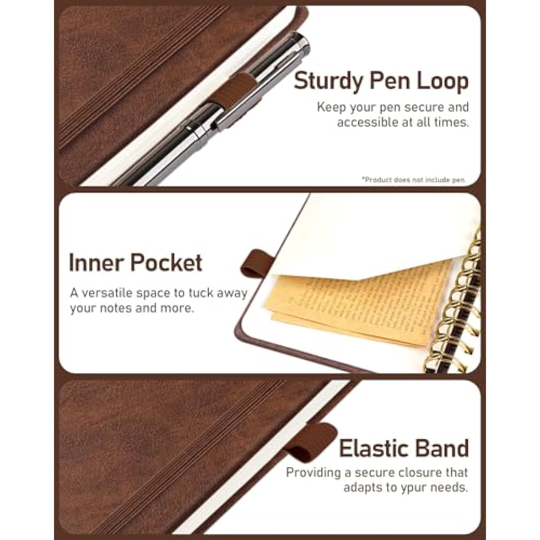 WEMATE Spiral Password Book with Alphabetical Tabs, Small Password Keeper Book for Seniors, Internet Password Notebook Hardcover Password Journal logbook – 12 x 15cm (Brown)