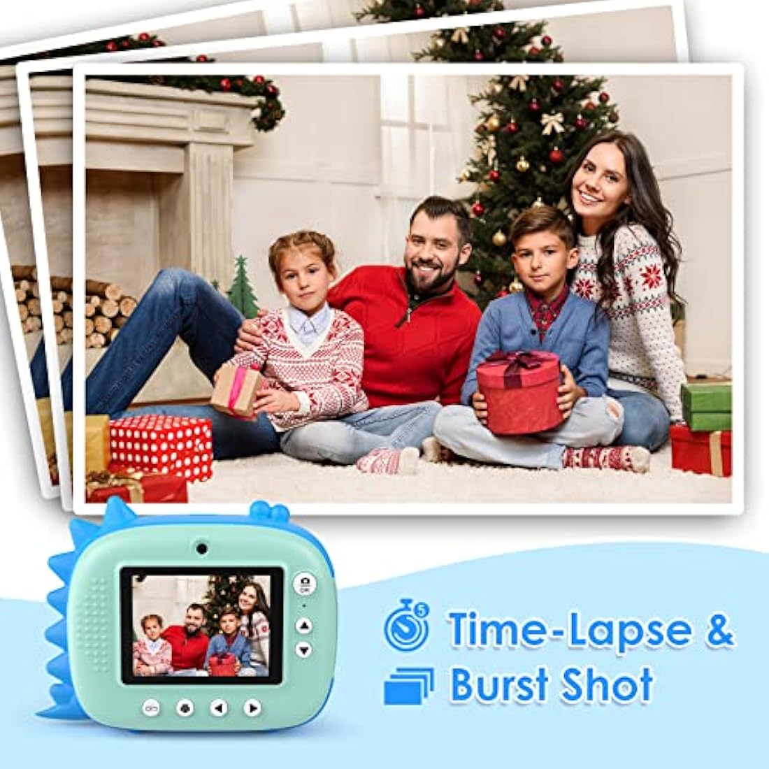 HiMont Kids Camera Instant Print, Digital Camera for Kids with No Ink Print Paper & 32G TF Card, Selfie Video Camera with Color Pens for DIY, Fun Gift for Girls Boys 3-14 Years Old (Blue)