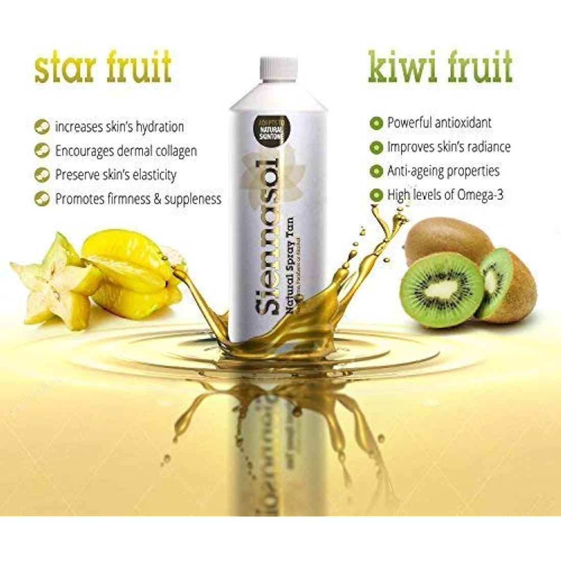 Siennasol Spray Tan Solution - 1 Litre; Extreme Extra Dark 20% DHA; Phthalate, Perfume & Paraben-Free; Aloe Vera & Kiwi Infused; Ideal for Salons & Mobile Tanners