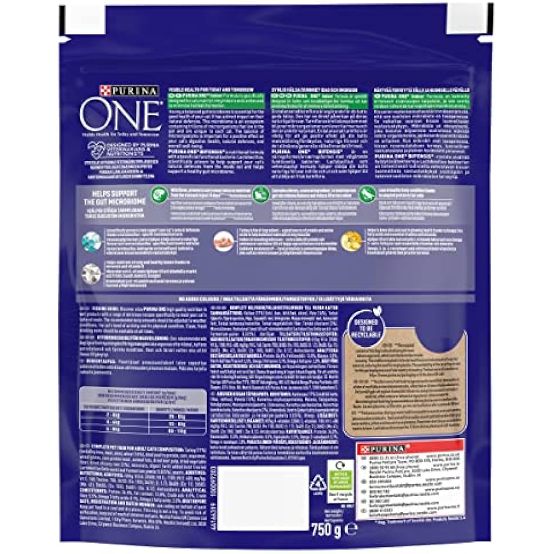 PURINA ONE Indoor Turkey Dry Cat Food 750g (Pack of 4)