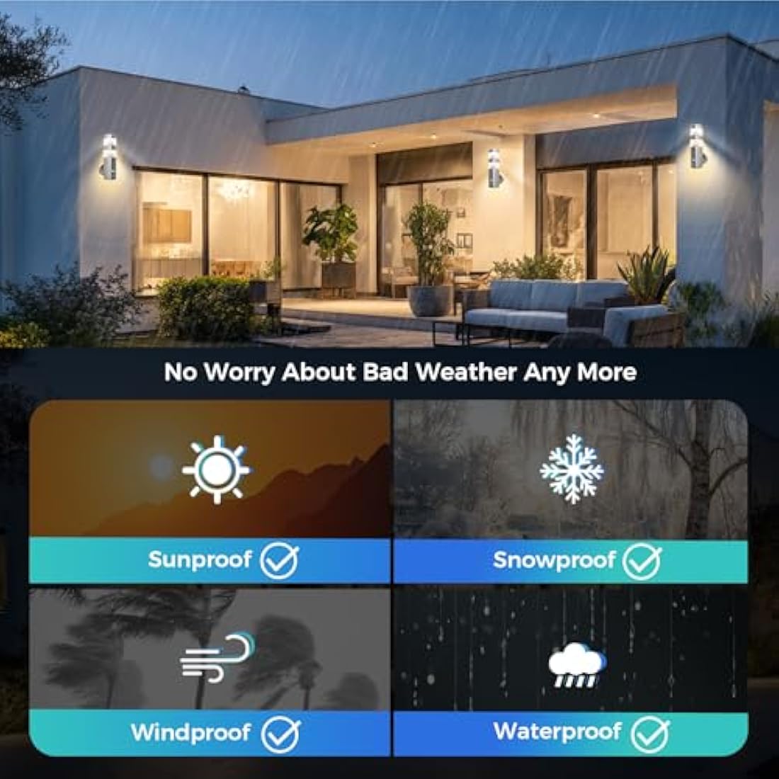 NBHANYUAN Lighting LED Outdoor Wall Light with 4 Modes PIR Sensor,SUS316 Stainless Steel Outside Wall Lamp for Garden,Enterway Wall Lights Fixture Mains Powered 220-240V 9W IP44 1000LM