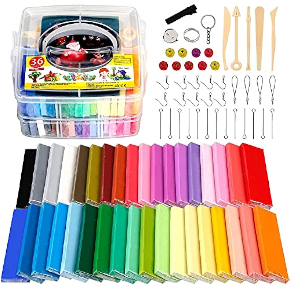 Polymer Clay, 36 Colours, Safe and Non-Toxic Polymer Clay, DIY Clay Gift for Children (Colour)