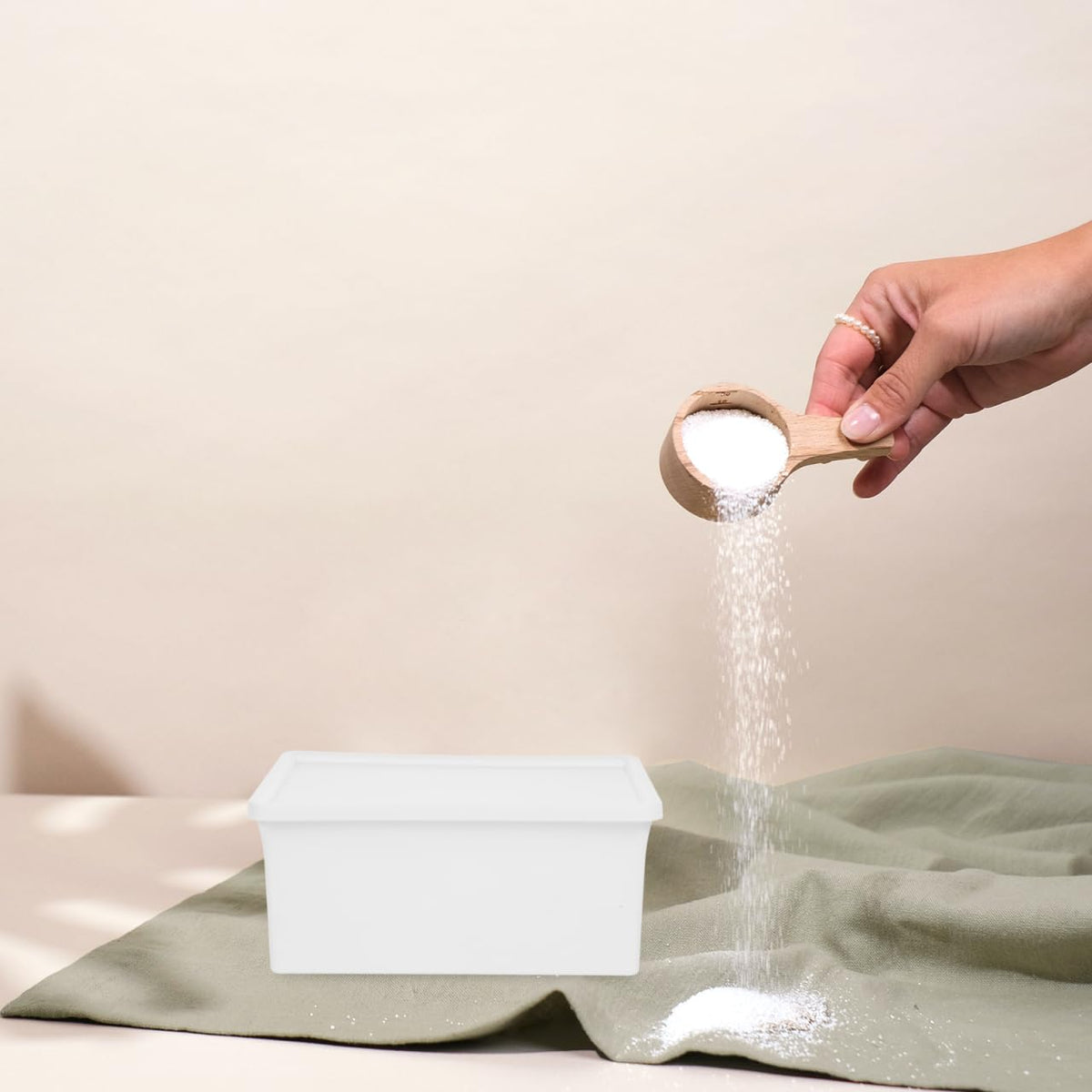 SHERCHPRY Laundry Powder Container with Lid Laundry Sheet Box for Washing Powder Scent Beads and Dryer Sheets Space Saving Storage Box for Room and