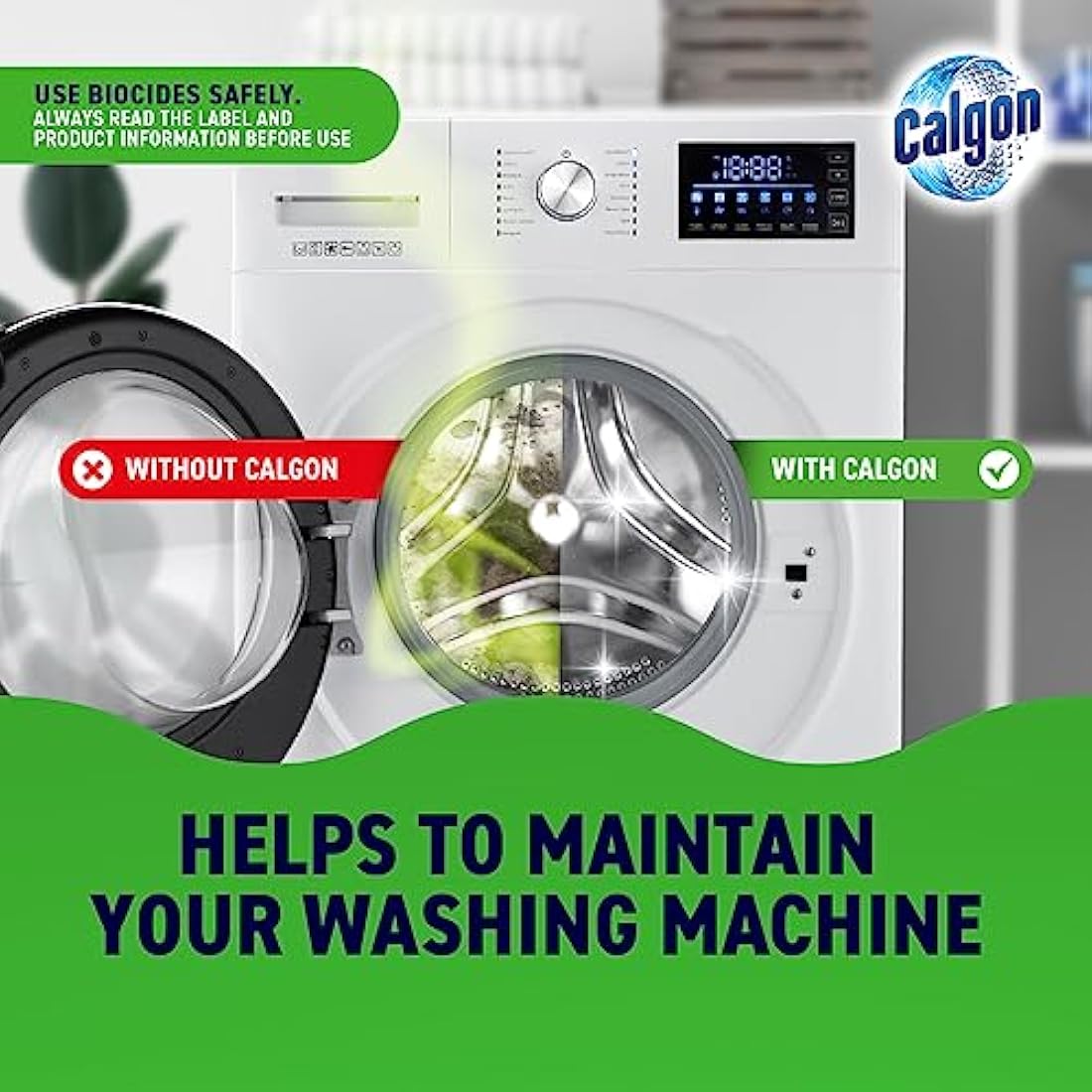 Calgon Antibacterial Washing Machine Cleaner & Water Softener Gel, 750ml, Pack of 6, Kills 99.9 percent of Bacteria in Your Washing Machine, Limescale and Rust Remover, Deep Clean, 90 Washes