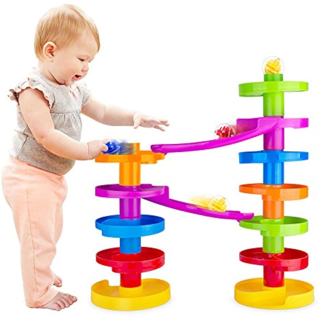WEofferwhatYOUwant Advanced Ball Drop Toy – Montessori Ball Tower Playset with Bridge for 9+ Months – Promotes Baby Motor Skills & Interactive Learning