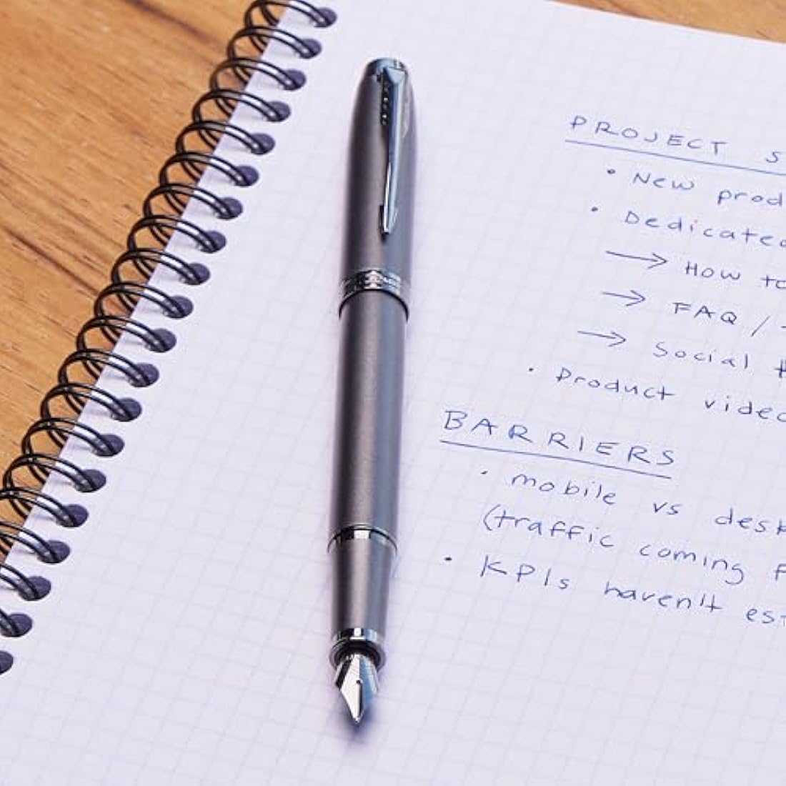 Parker IM Monochrome Fountain Pen | Gun Metal Finish and Trims | Fine Nib | Blue Ink | Gift Box