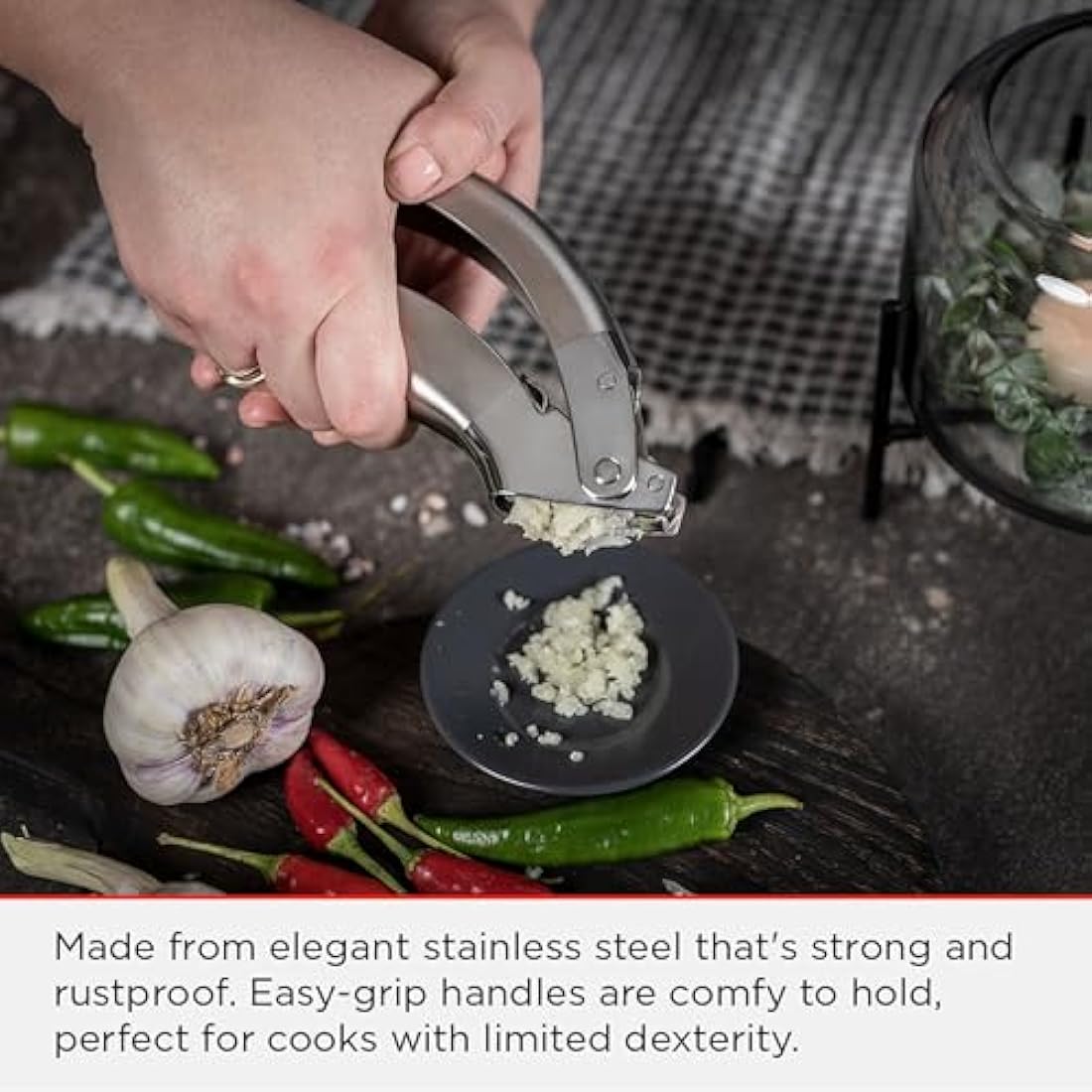 Kuhn Rikon Garlic Press, Stainless Steel Garlic Crusher Press. Dishwasher Safe Garlic Chopper. Durable Garlic Mincer. Garlic Press Crusher – 3 Year Kuhn Rikon Kitchen Accessories Guarantee