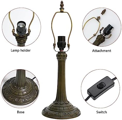 Blivuself Tiffany Lamp Green Liaison Style Stained Glass Table Lamp W12H18 Inch Antique Table Lamp Metal Base Desk Reading Light for Living Room Bedroom Bar Art Craft