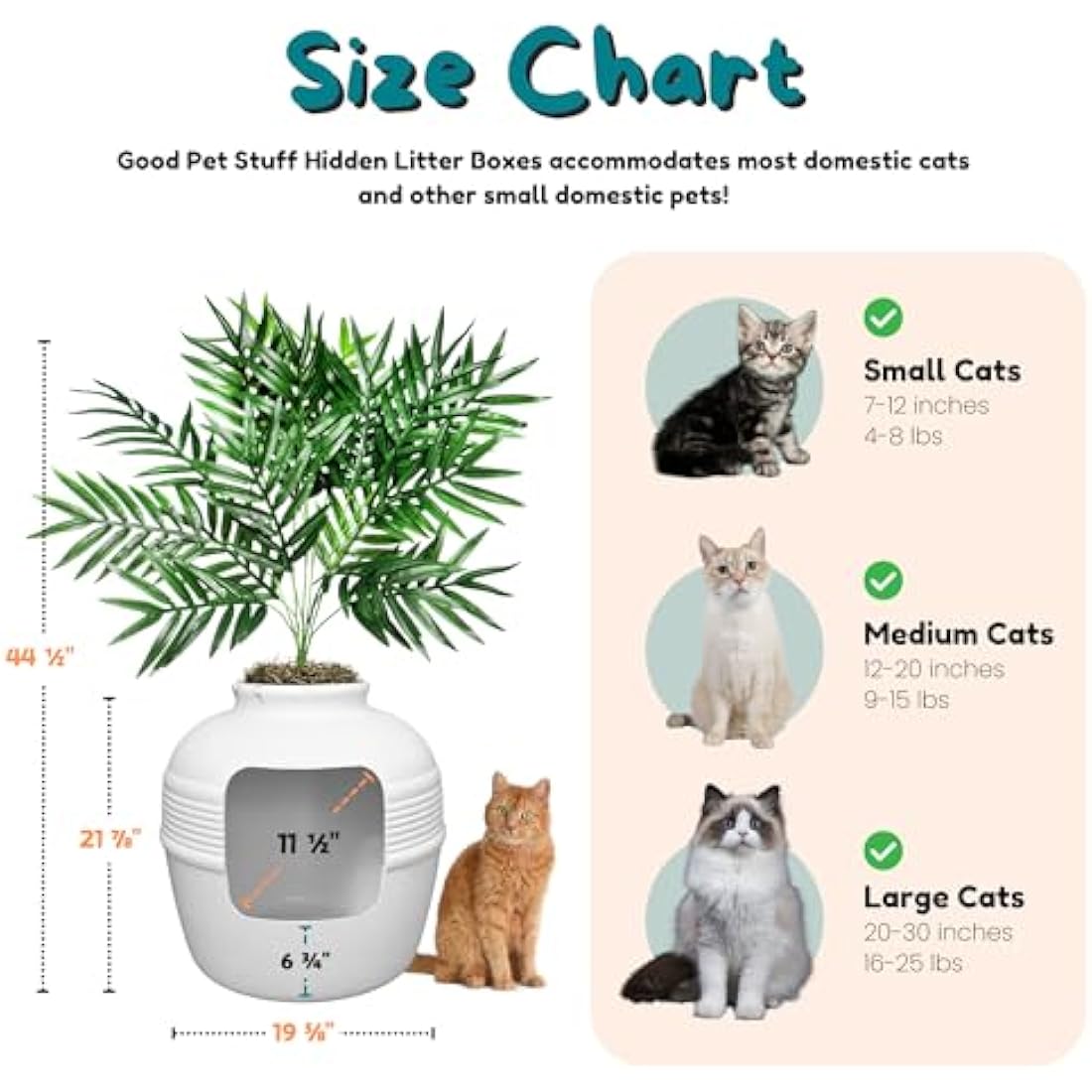 Good Pet Stuff, The Original Hidden Litter Box, Artificial Plants & Enclosed Cat Planter Litter Box, Vented & Odor Filter, Easy to Clean, White Birch