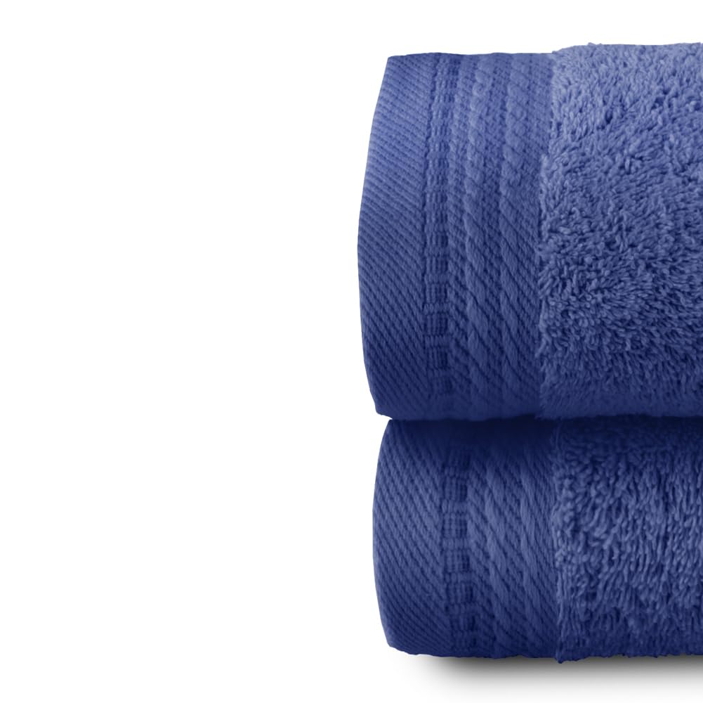 Top Towel - Premium - Large Bath Towels - Bath Towels - 2 Face Towels or Bidet -30x50cm - 100% Cotton - 600g - Navy