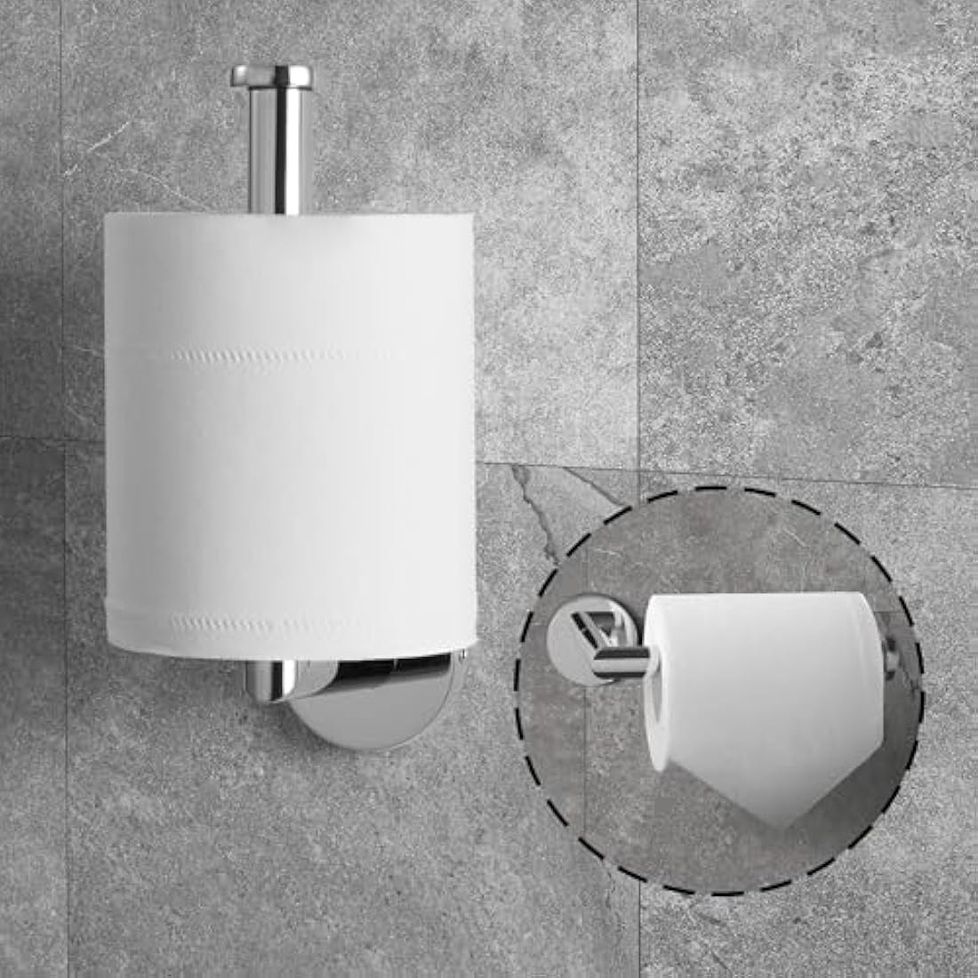 HITSLAM Toilet Roll Holder Wall Mounted SUS 304 Stainless Steel Chrome Toilet Paper Holder Waterproof Rotateproof Tissue-Holder for Bathroom,Silver