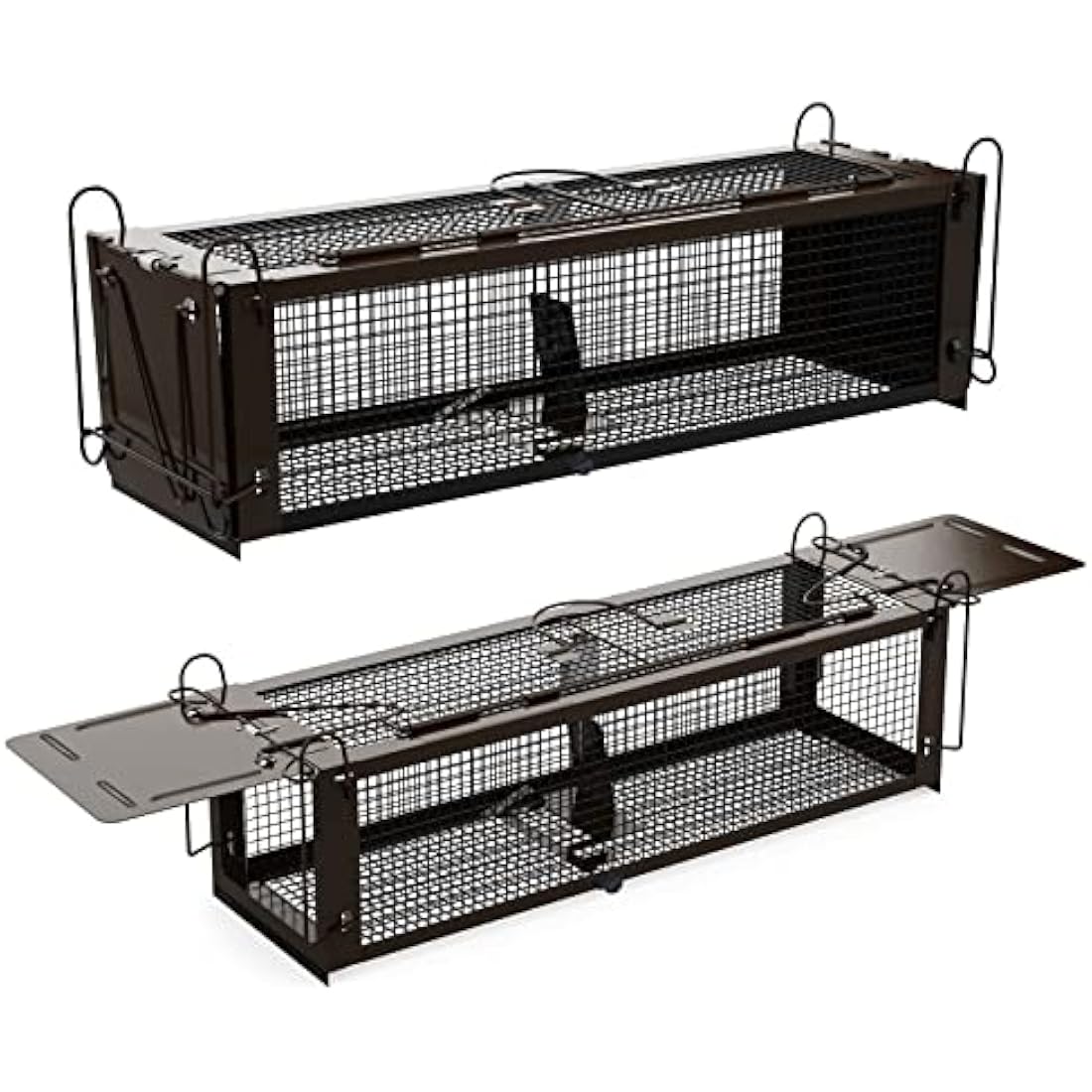 Rat Trap for Outdoors, RatzFatz 2 x Live Rat Traps Two Door Design, No Kill, Humane Mouse Trap, Reusable Rat Cage Trap, Adjustable Sensitivity, for Mice Rats Other Similar Size Rodents Animal