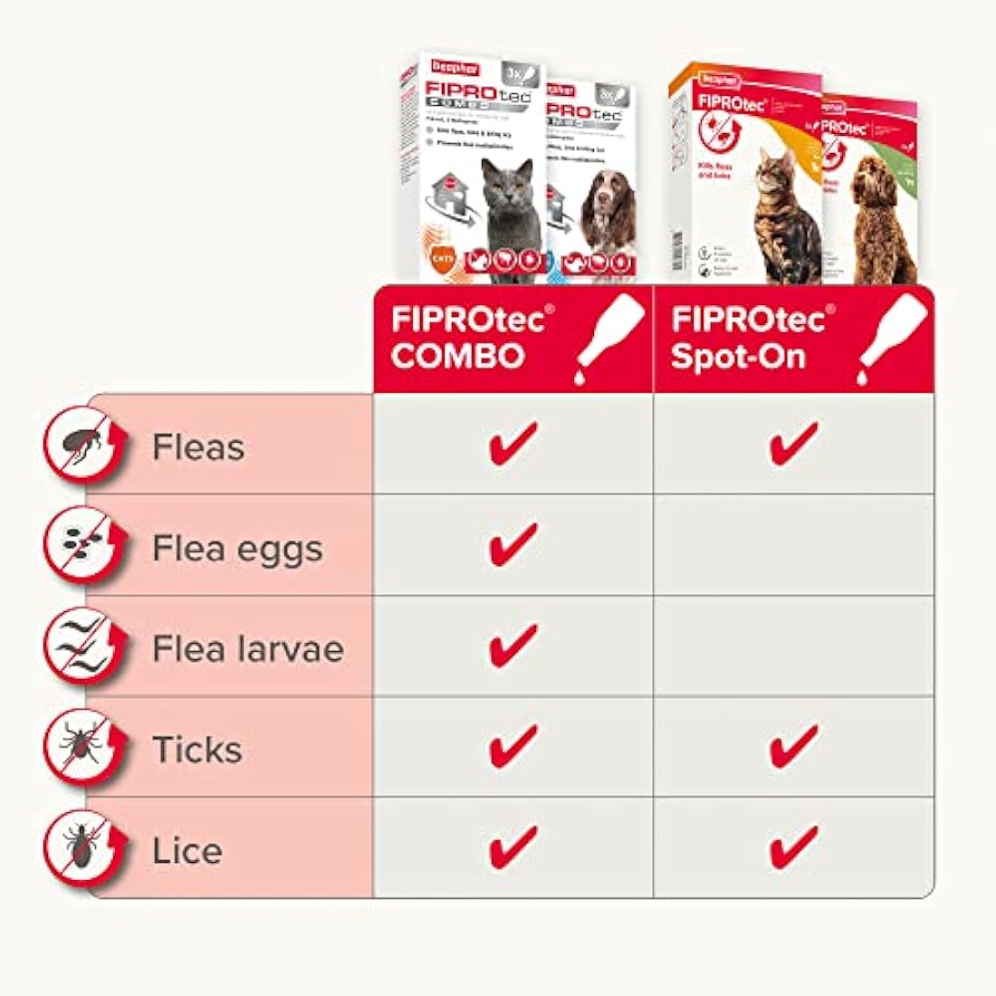 Beaphar | FIPROtec Spot-On for Cats | Kills Fleas & Ticks | Vet Strength Treatment | Easy to Apply | Suitable for Cats & Kittens from 8 Weeks of Age, Weighing more than 1kg | 6 Pipettes
