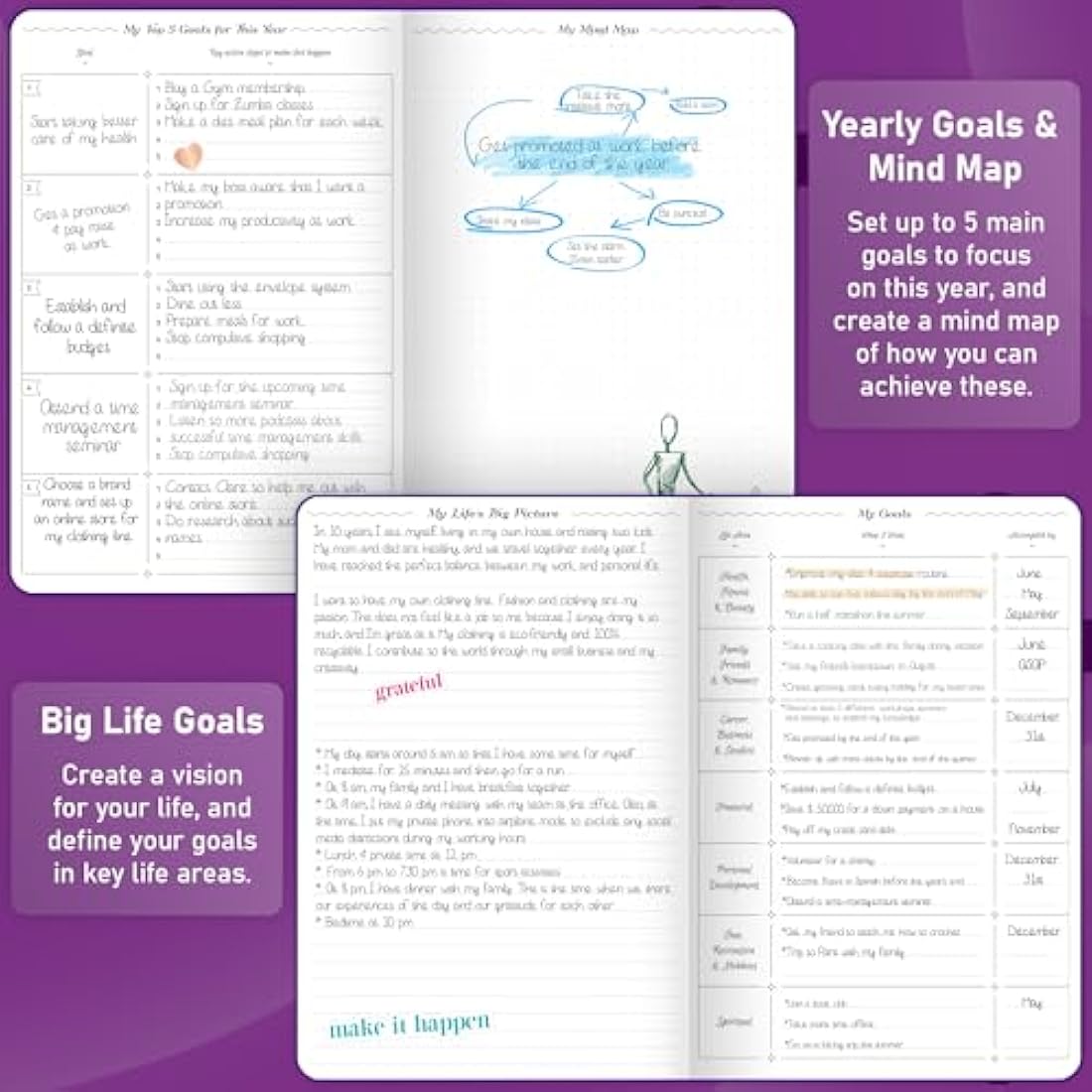 GoGirl Weekly Schedule Planner – Hourly Work & Life Planner with Time Slots – Vertical Agenda Organizer for Daily Productivity, A5 (Purple)
