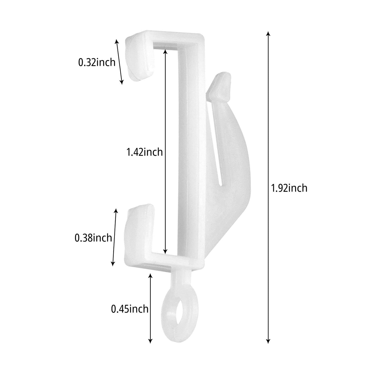 25 Pcs Curtain Hooks, White Plastic Curtain Track Hooks, Rail Gliders Sliding Hook for Shower Curtains, Track Window, Door (White 25Pcs)