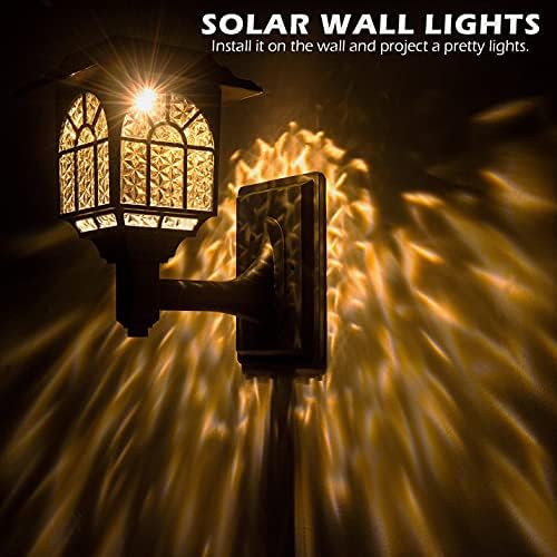 LeiDrail Solar Fence Lights Solar Lights Outdoor Garden LED Solar Powered Outdoor Wall Lights Waterproof Decor for Patio Yard Warm White 4 Pack
