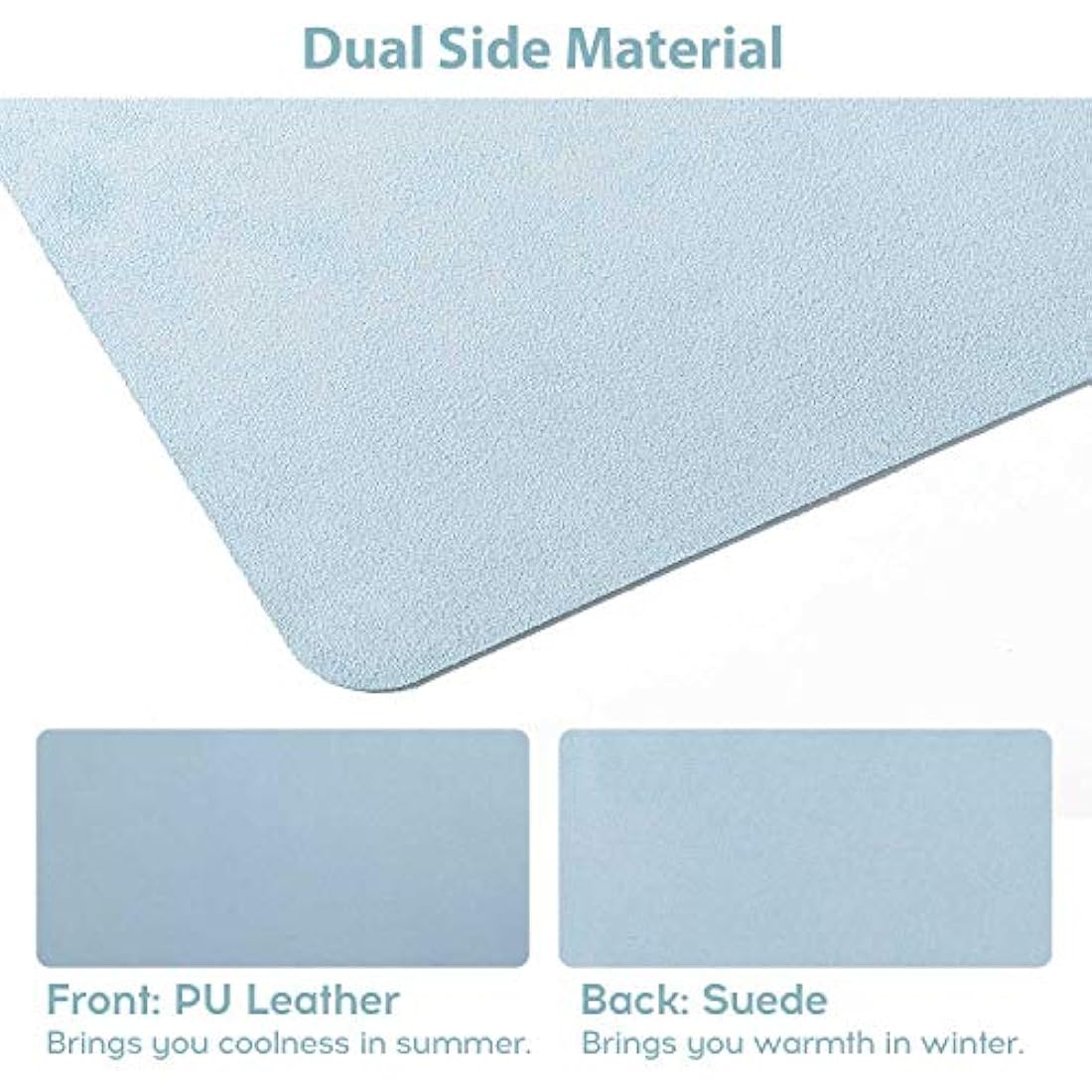 Desk Pad Large, DOBAOJIA Desk Mat, Laptop Mat, Writing Pad, Desk Blotter, Extended Mouse Mat, Large Mouse Pad for Office/Home, PU Leather Waterproof +Suede Non-Slip 27.5" X 13.8" (Grayish Blue)