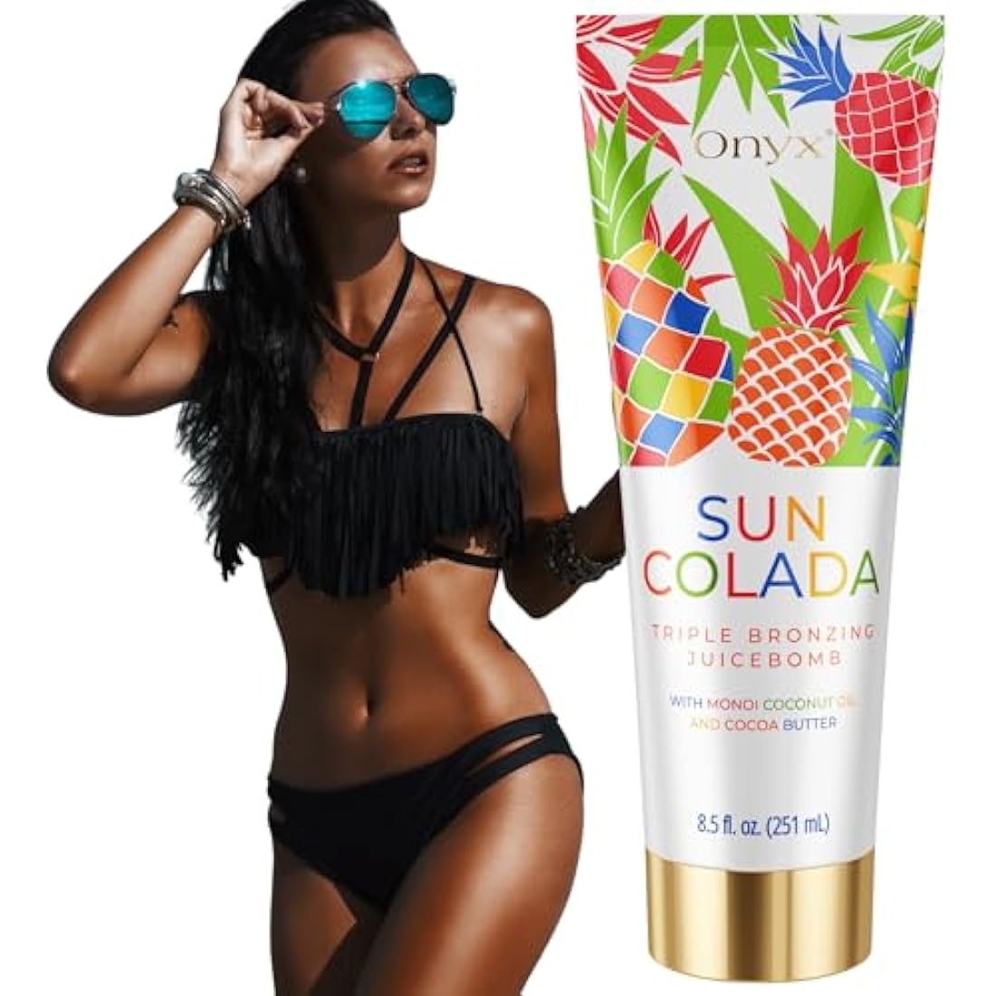 Onyx Suncolada Sunbed Cream | Deep Tan Bronzer & Accelerator for Smooth, Streak Free Finish | Outdoor & Indoor Lotion Enhancer | Moisturising Formula for Long Lasting Results